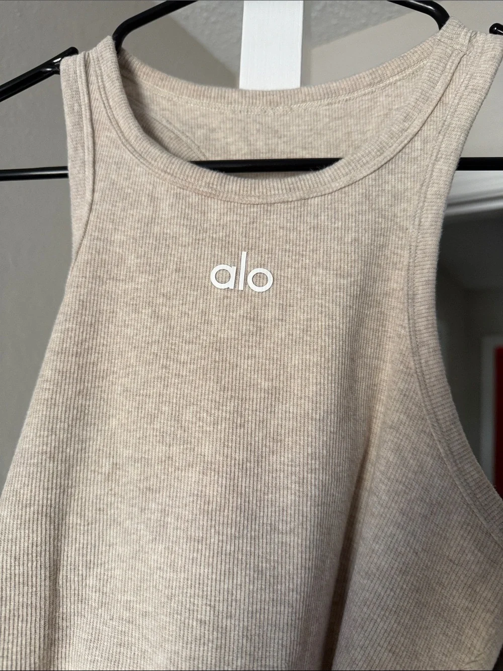 ALO Yoga Aspire Tank - Oatmeal Heather/White